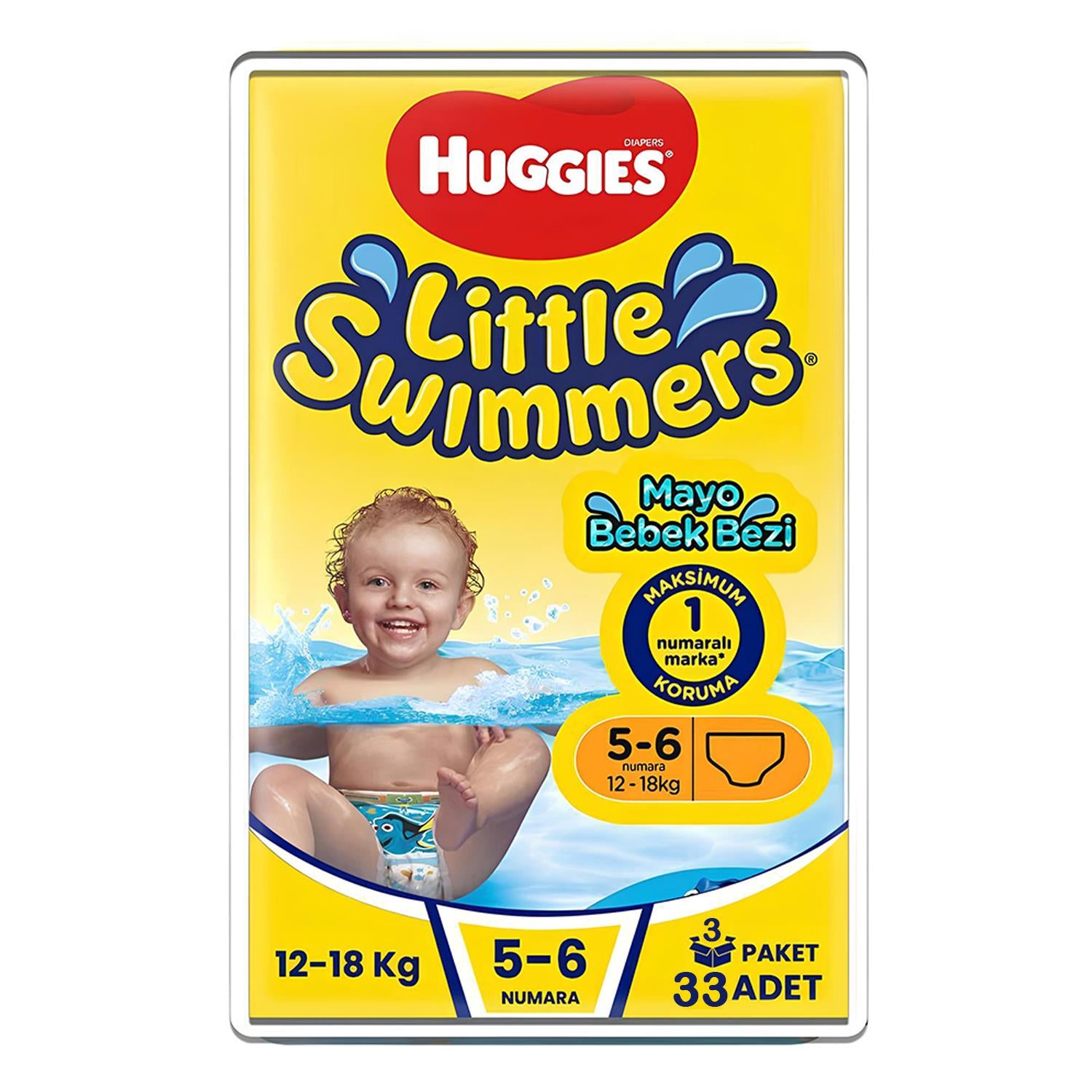 Huggies Little Swimmers 5-6 Numara 12-18 kg 33'lü Mayo Bez