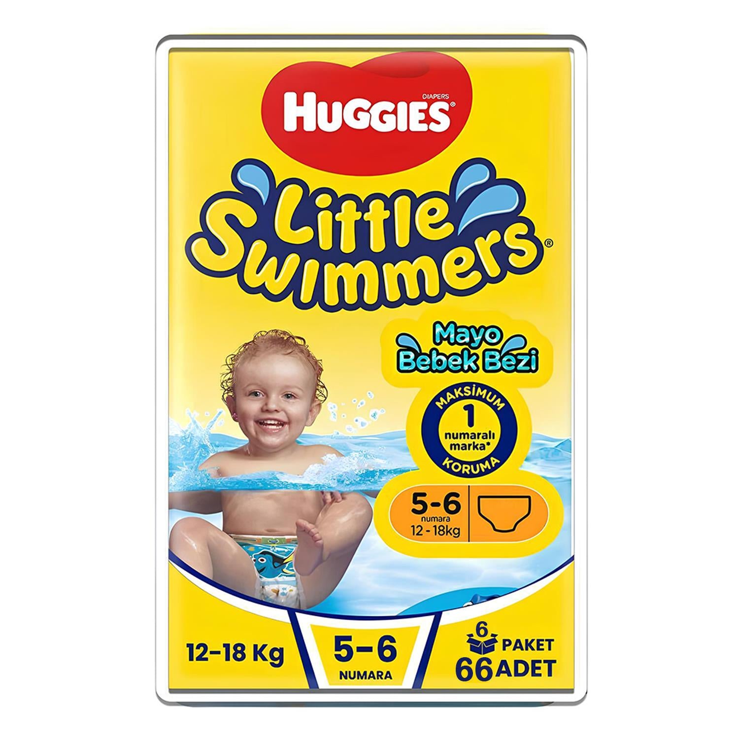 Huggies Little Swimmers 5-6 Numara 12-18 kg 66'lı Mayo Bez