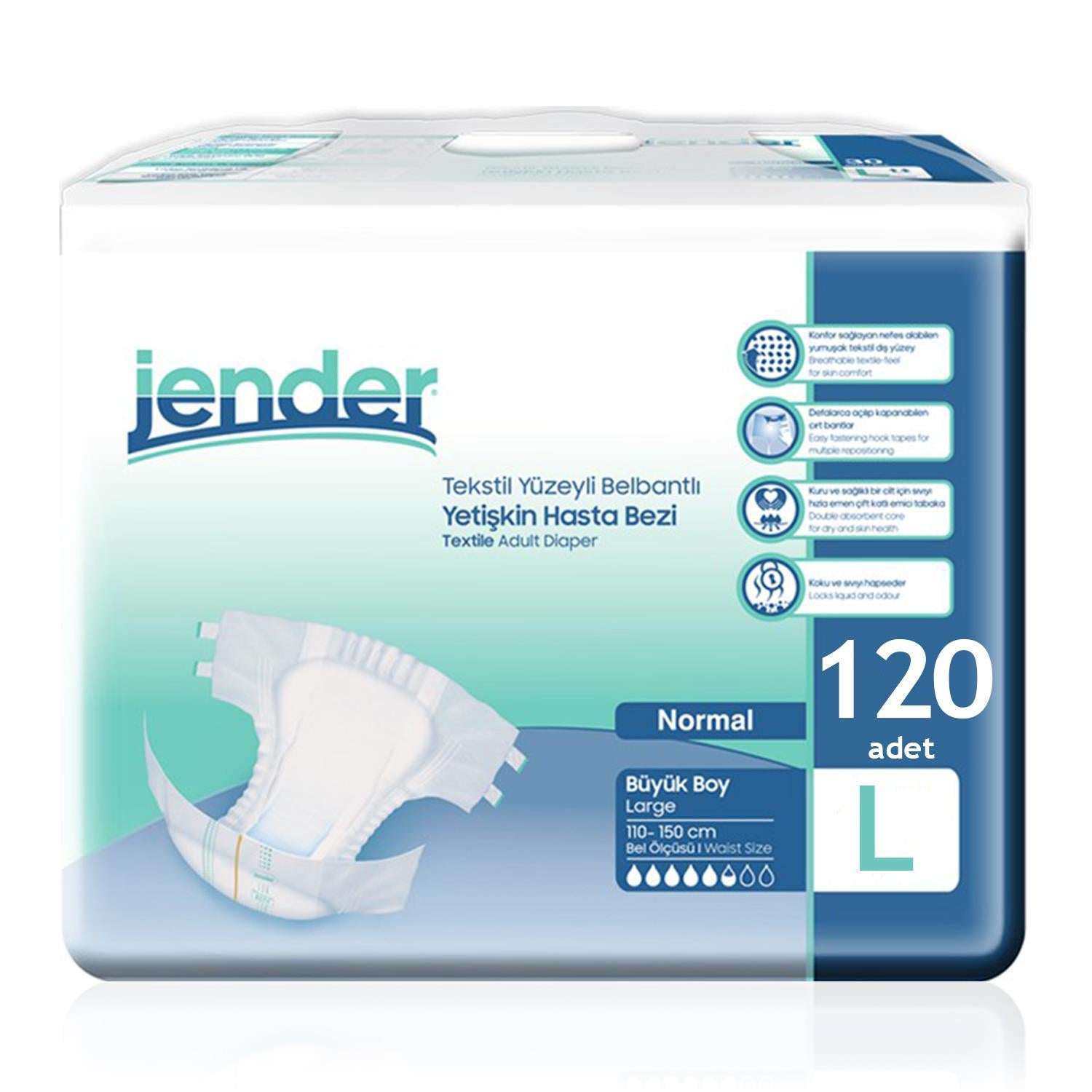Jender Bel Bantlı Hasta Bezi L-Large Beden 120 Adet