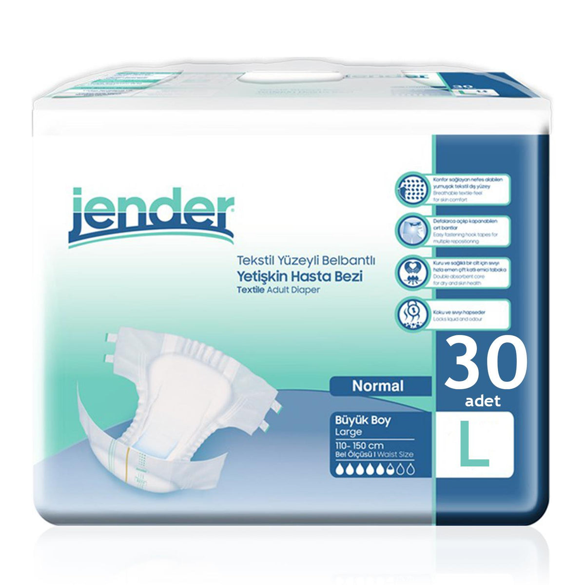 Jender Bel Bantlı Hasta Bezi L-Large Beden 30 Adet
