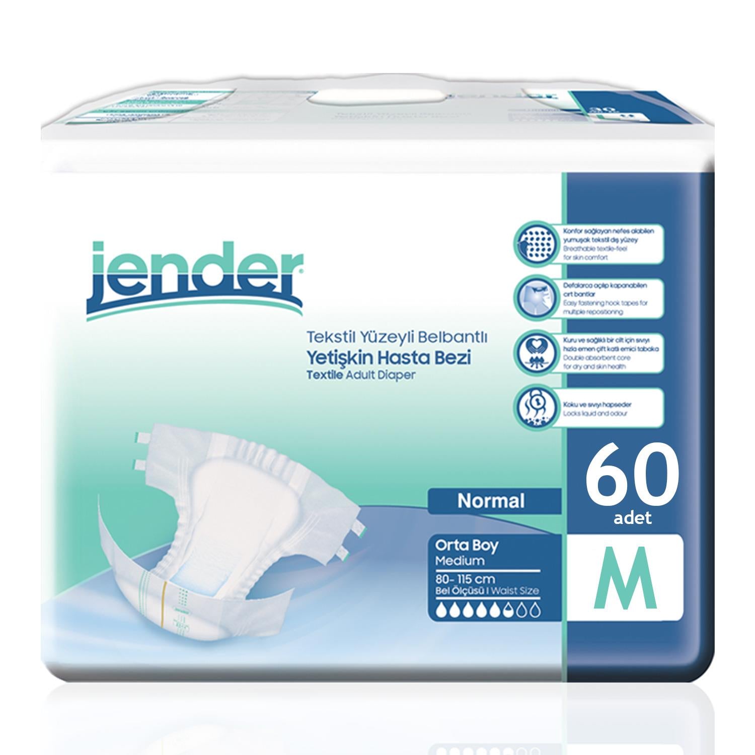 Jender Bel Bantlı Hasta Bezi M-Medium Beden 60 Adet