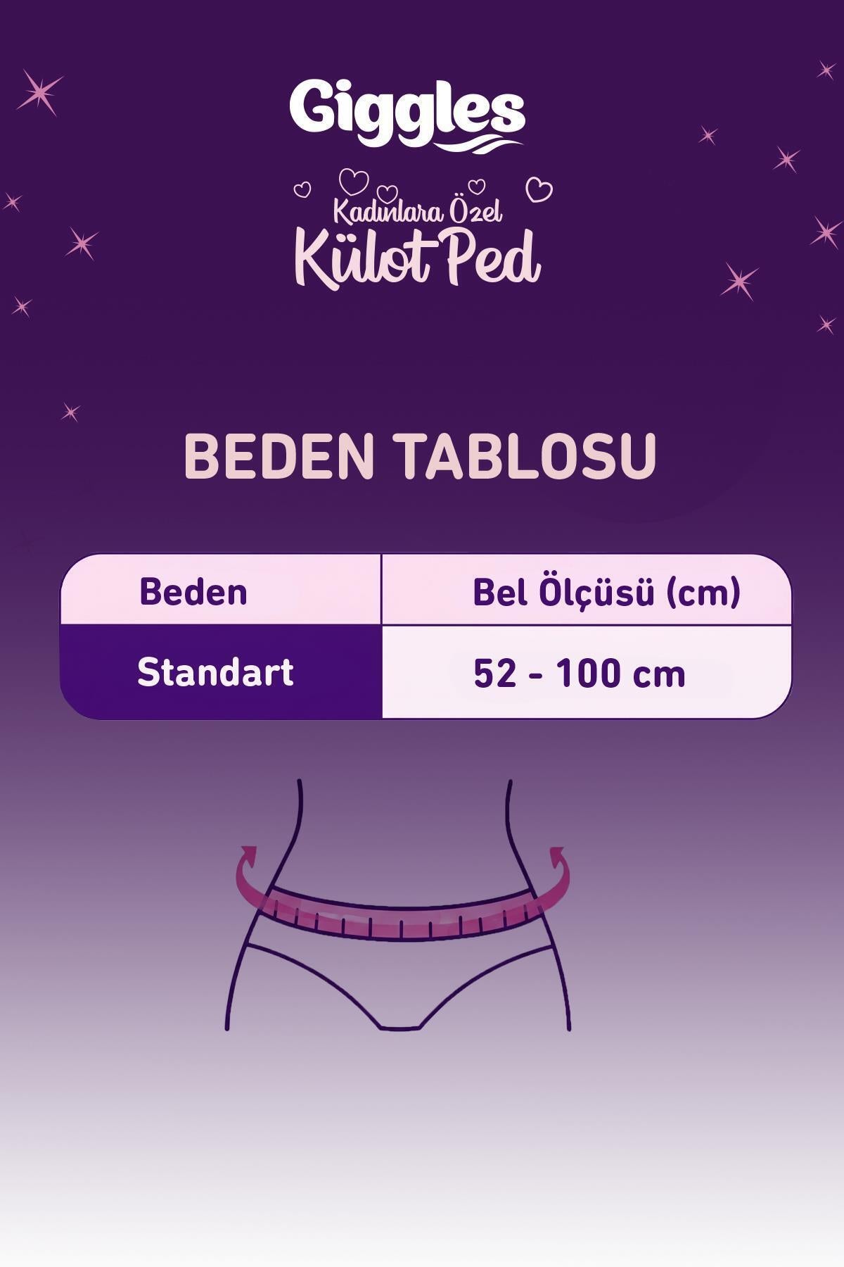 Külot Ped (Regl Gece Külodu) Bel Ölçüsü 52-100 cm Standart Beden 5 Paket 20 Adet