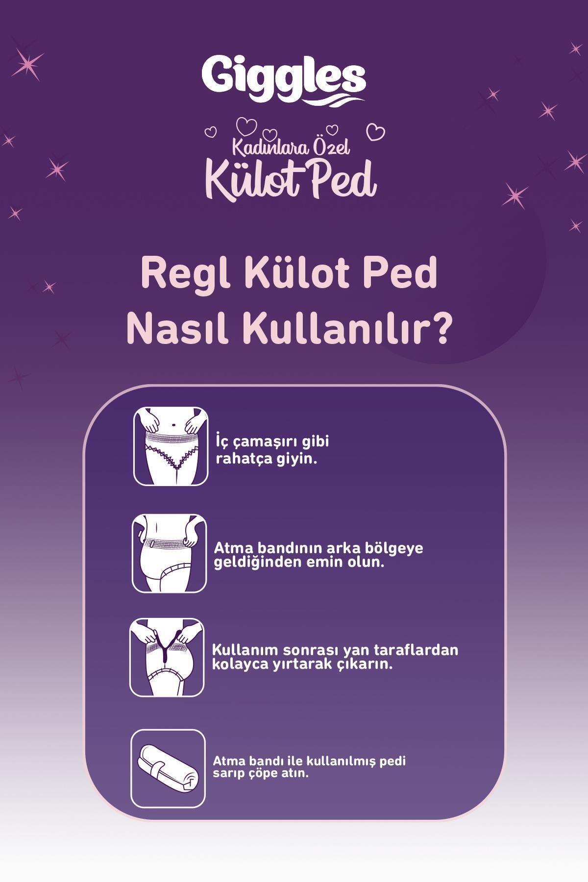 Külot Ped (Regl Gece Külodu) Bel Ölçüsü 52-100 cm Standart Beden 5 Paket 20 Adet