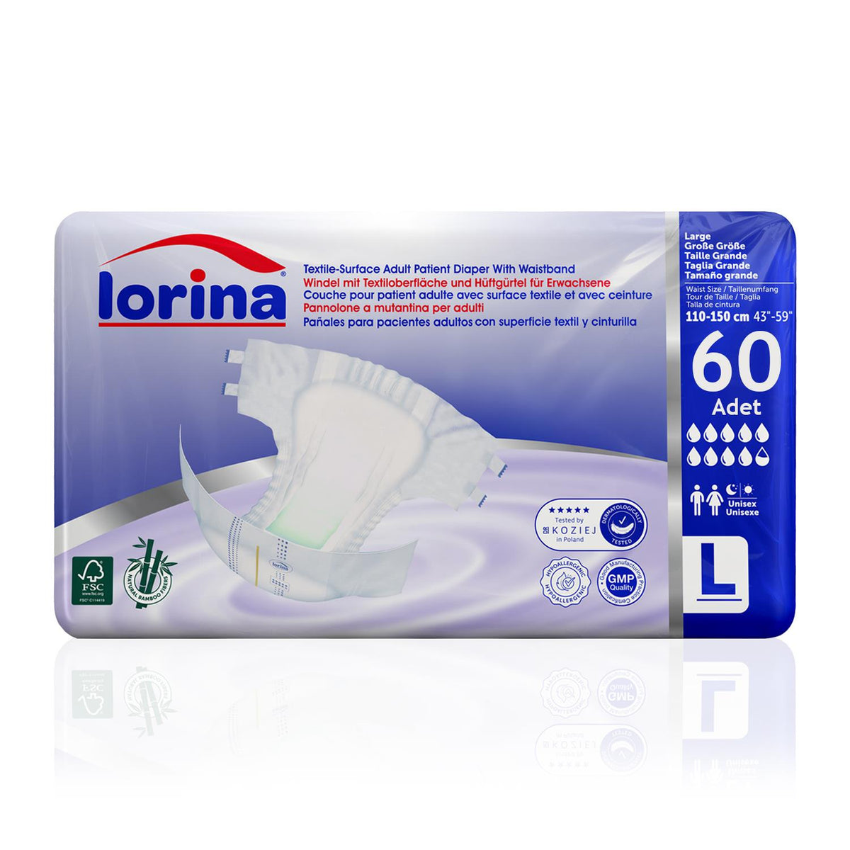 Lorina Bel Bantlı Hasta Bezi L-Large Beden 60 Adet