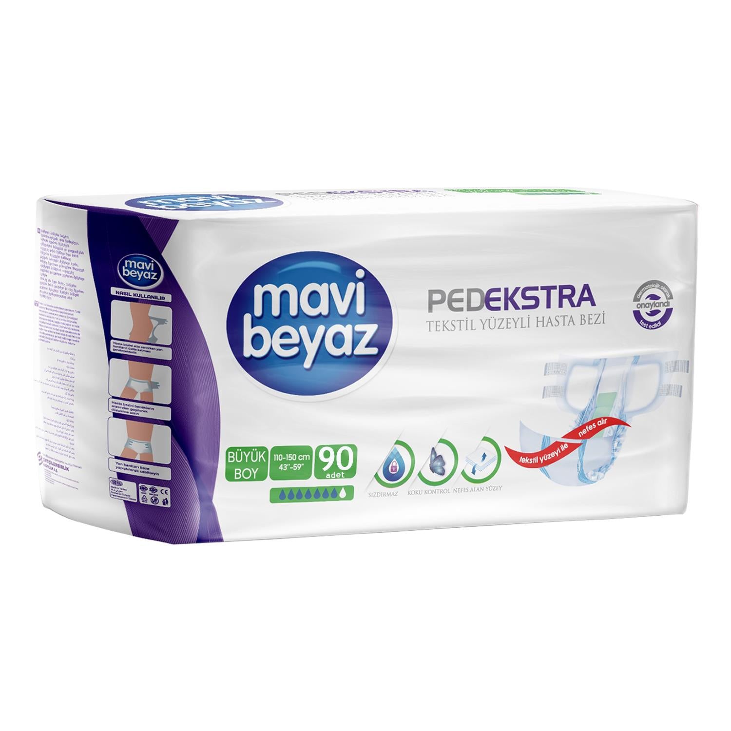 Mavi Beyaz Belbantlı Hasta Bezi Large 90 Adet