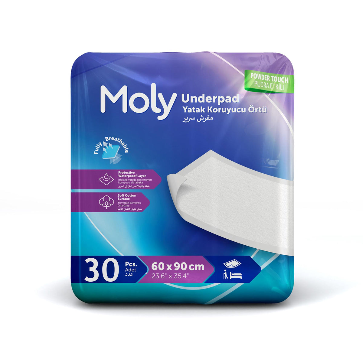 Moly Yatak Koruyucu Örtü 60×90 Cm 30 Adet