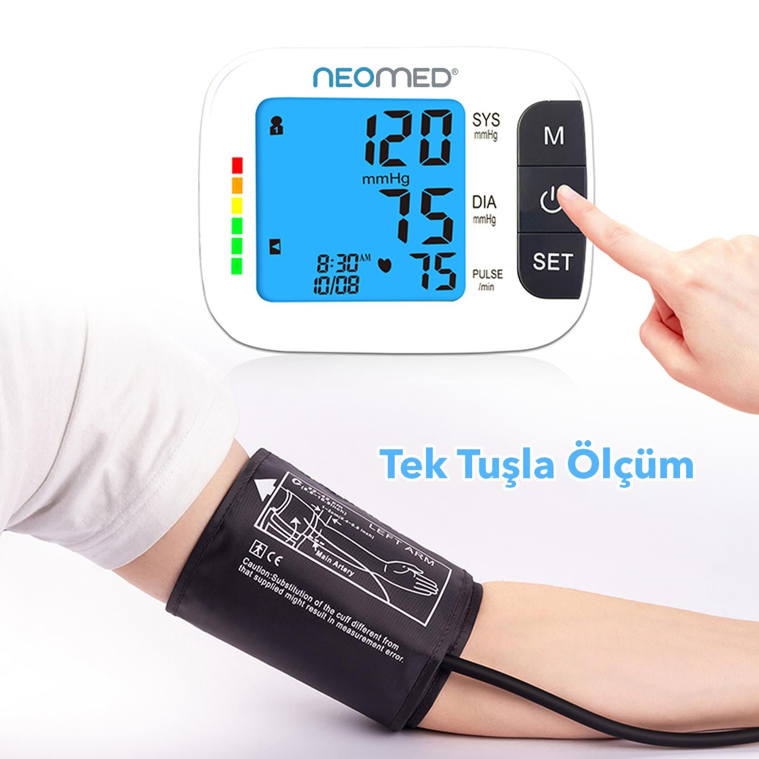 Neomed DBP-1359 Büyük Ekranlı Hafızalı Üstk Koldan Dijital Tam Otomatik Tansiyon Aleti