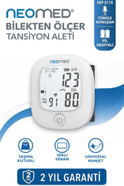 Neomed DBP-8178 Türkçe Konuşan Tek Tuşla Ölçen Işıklı Bilekten Dijital Tam Otomatik Tansiyon Aleti