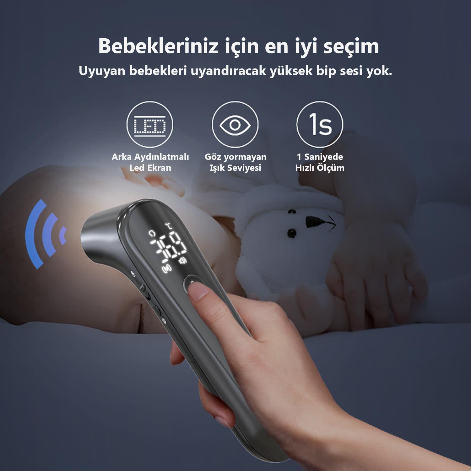 Neomed DET-3019 Akıllı Mesafe Sensörlü Hızlı Ölçüm Temassız Dijital Ateş Ölçer