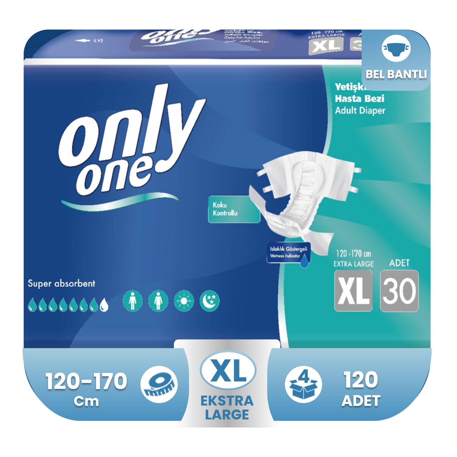Onlyone Belbantlı Hasta Bezi XL-Extra Large Beden 120 Adet