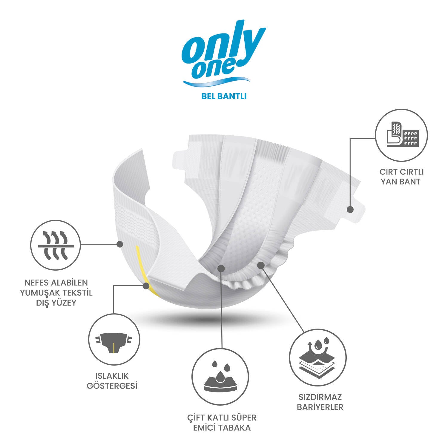 Onlyone Belbantlı Hasta Bezi XL-Extra Large Beden 120 Adet