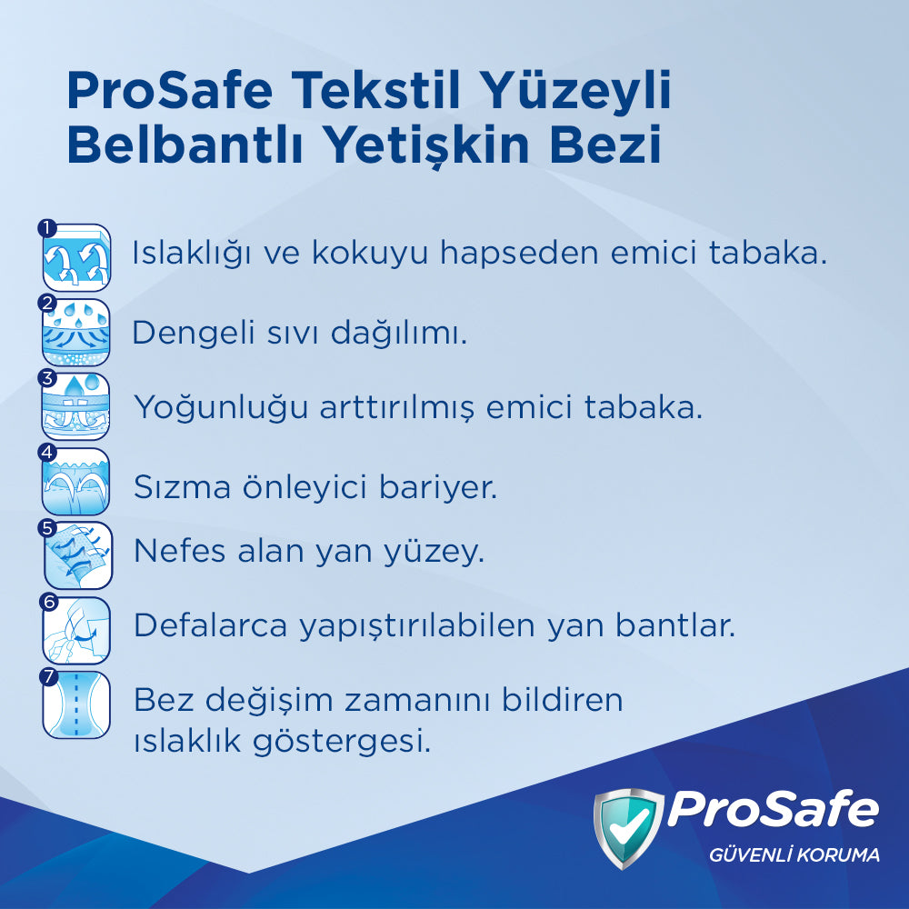 Prosafe Bel Bantlı Hasta Bezi L-Large Beden 30 Adet