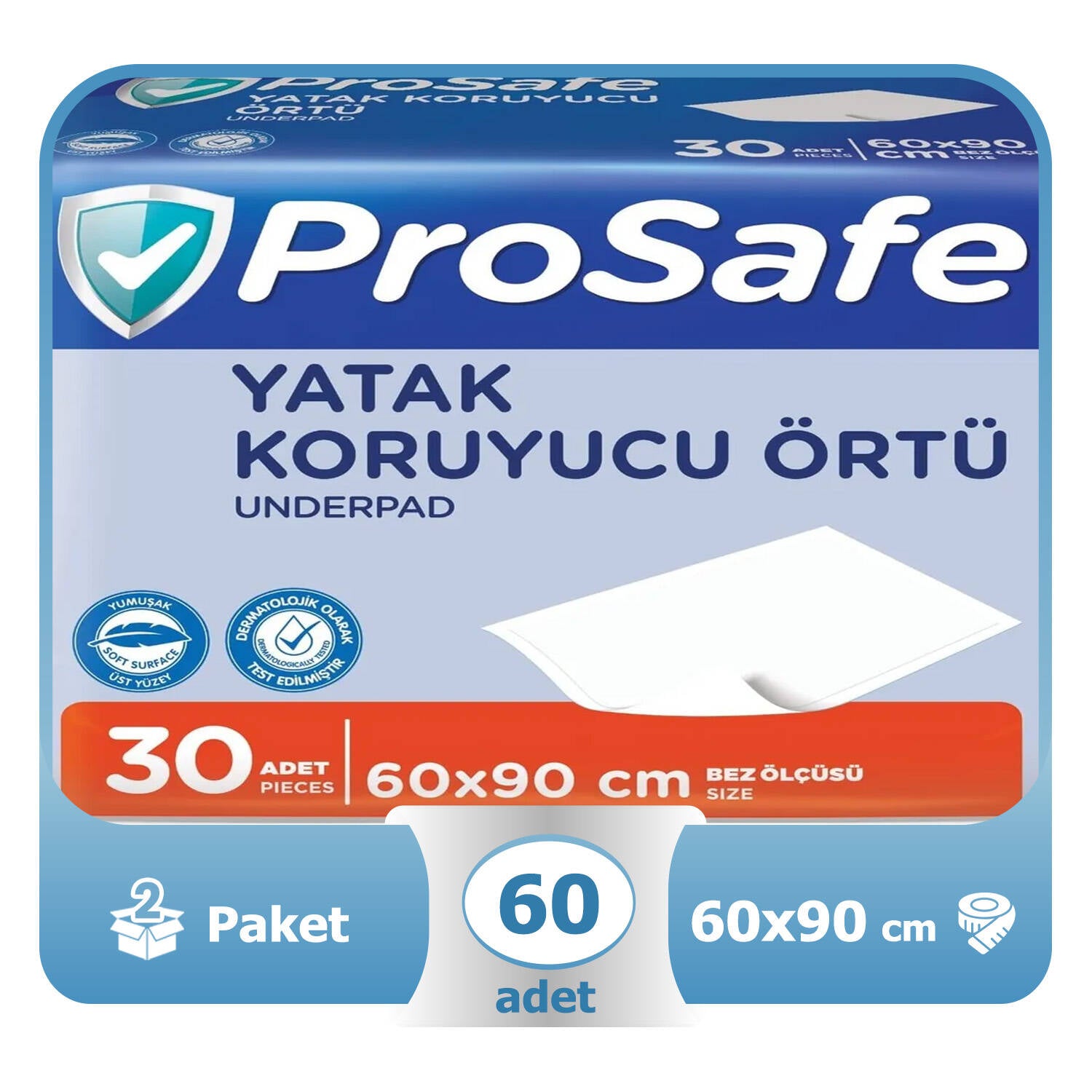 Prosafe Yatak Koruyucu Örtü 60x90 Cm 60 Adet