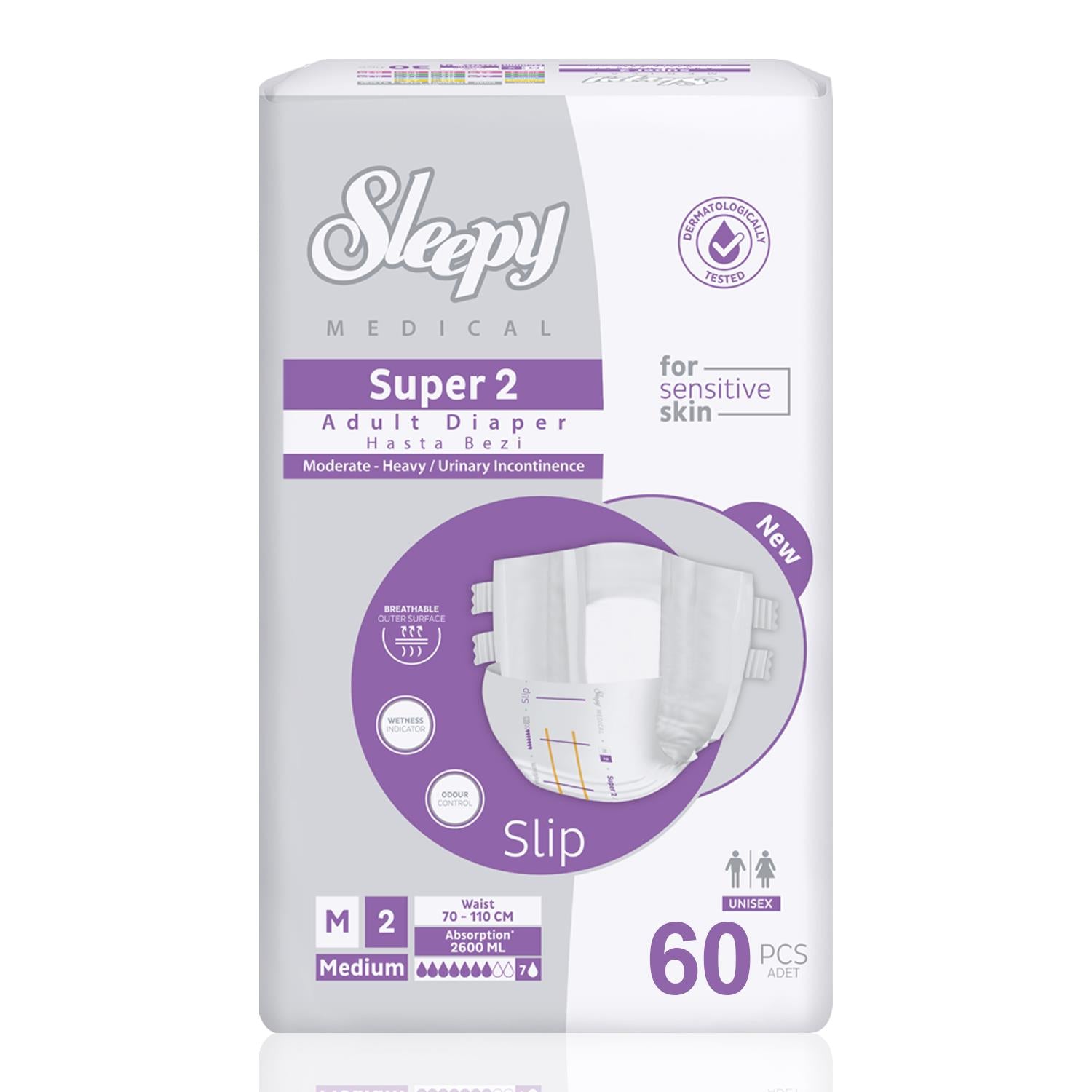 Sleepy Medical Super 2 Belbantlı Hasta Bezi Medium 60 Adet