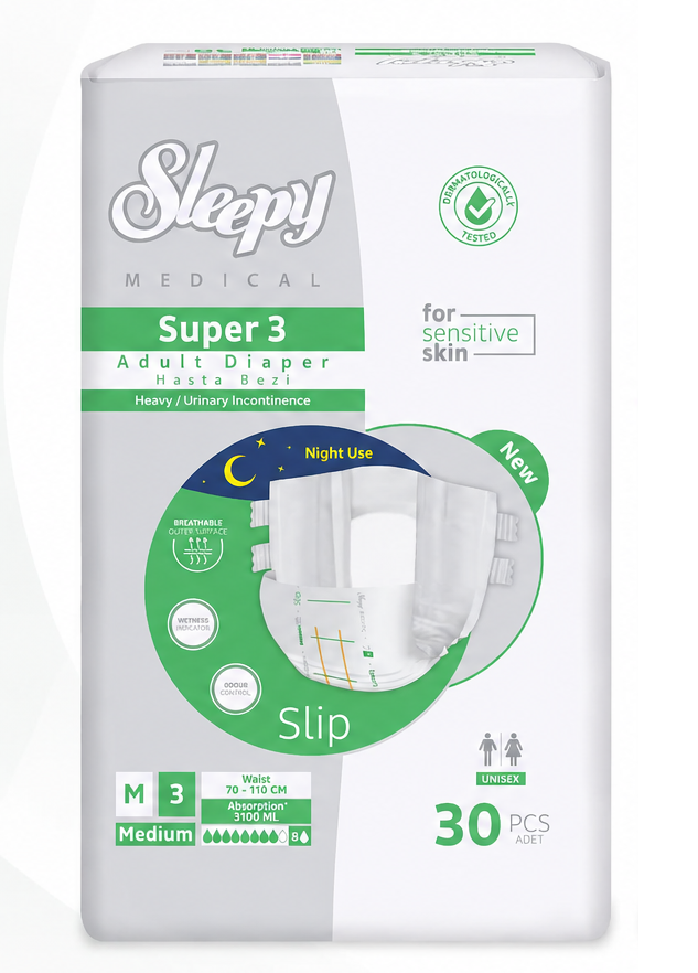 Sleepy Medical Super 3 Belbantlı Hasta Bezi Medium 30 Adet