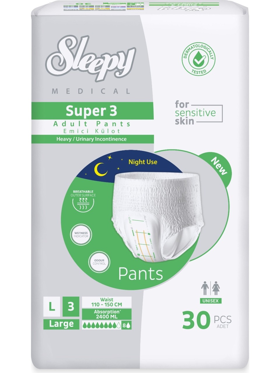 Sleepy Medical Super 3 Emici Külot Large Beden 30 Adet