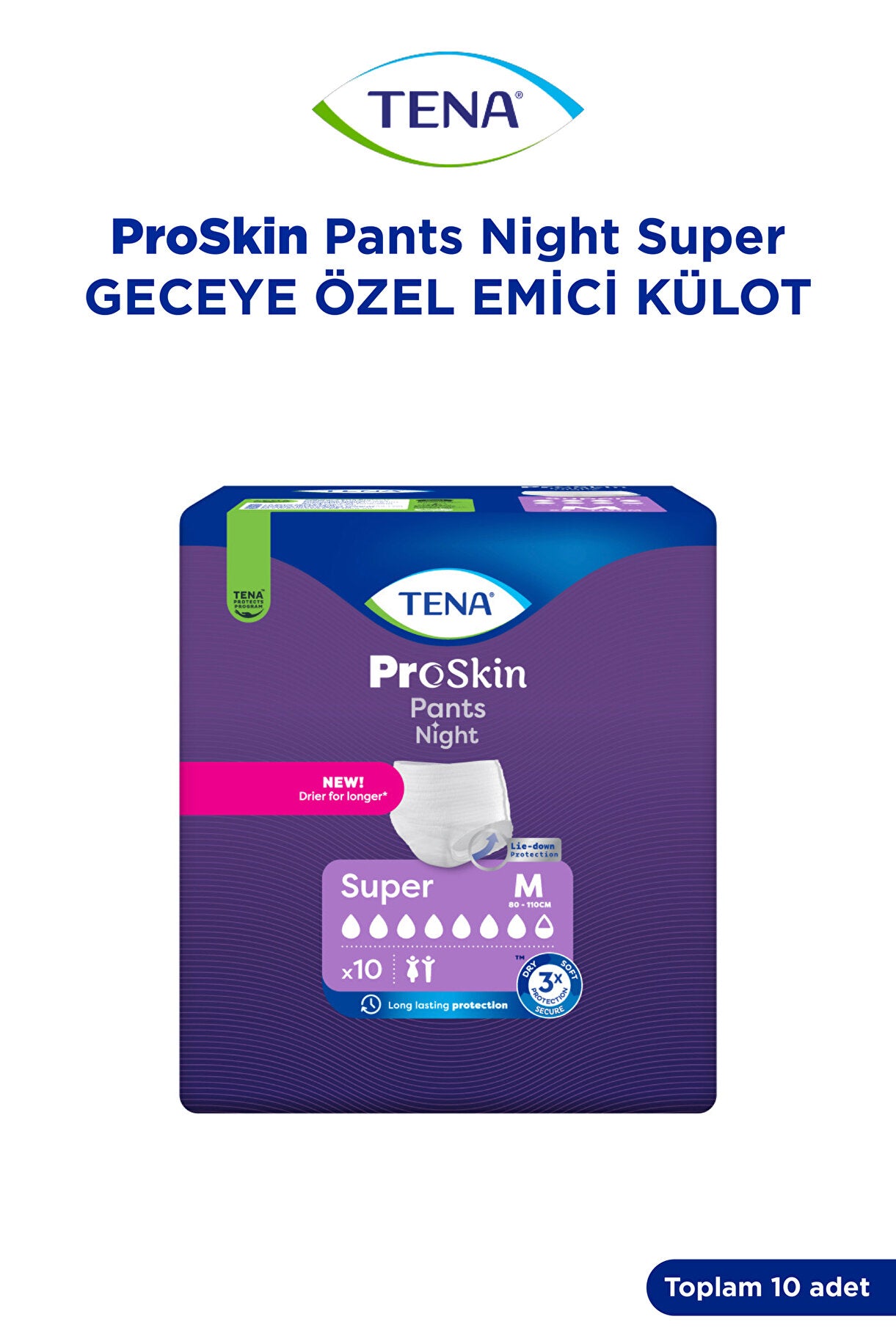 Tena Proskin Pants Night Süper Emici Külot 7,5 Damla Medium 10 Adet