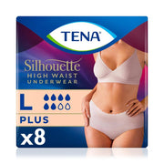 Tena Silhouette Plus Kadınlara Özel Yüksek Bel Emici Külot Krem Large 8 Adet