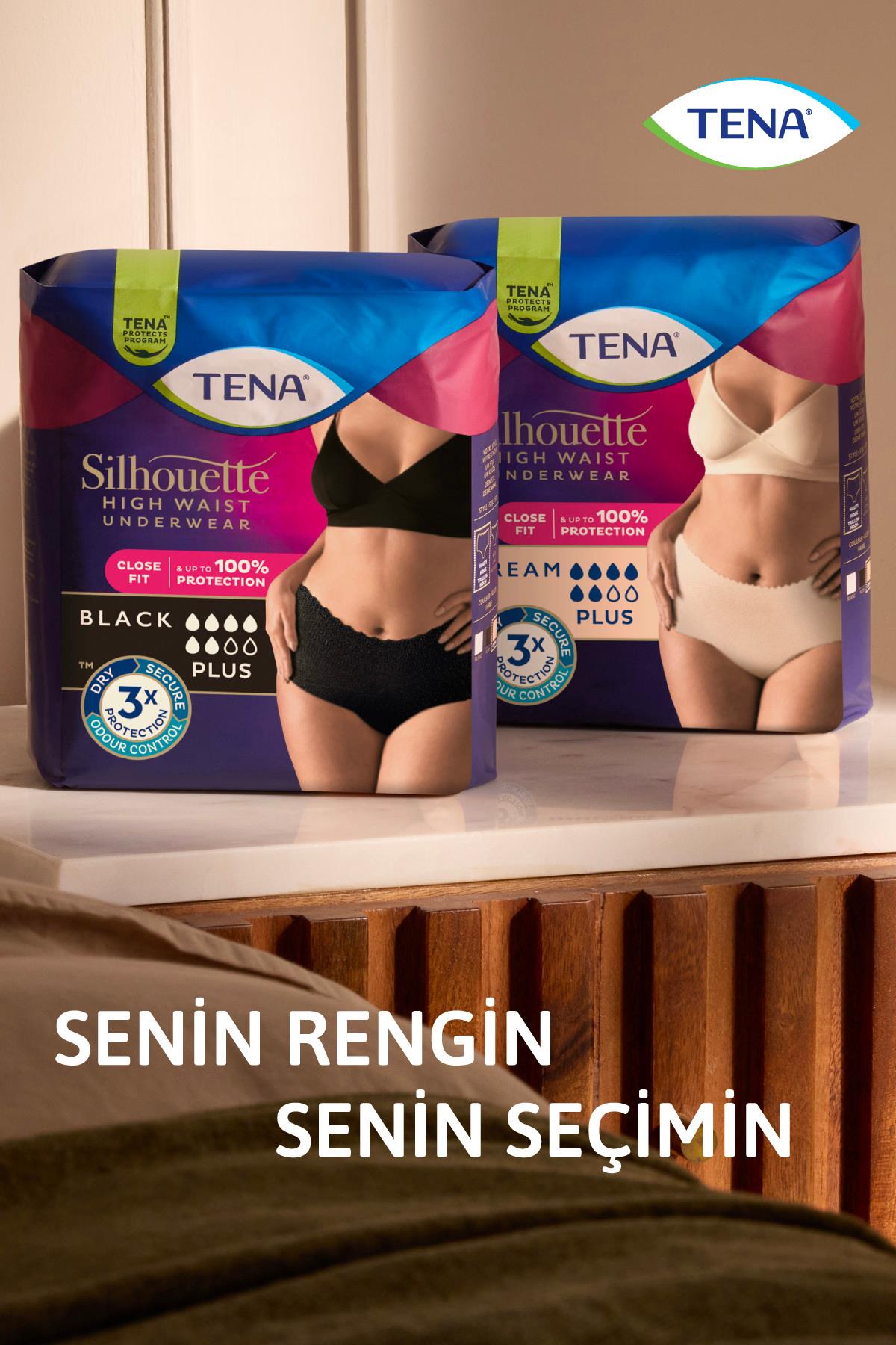 Tena Silhouette Plus Kadınlara Özel Yüksek Bel Emici Külot Krem Large 8 Adet
