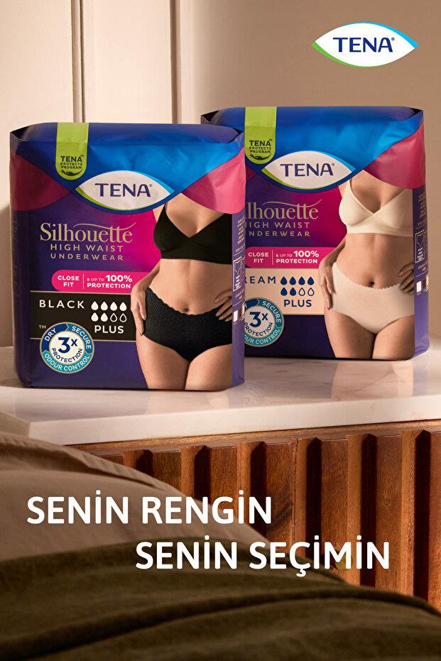 Tena Silhouette Plus Kadınlara Özel Yüksek Bel Emici Külot Siyah Large 8 Adet