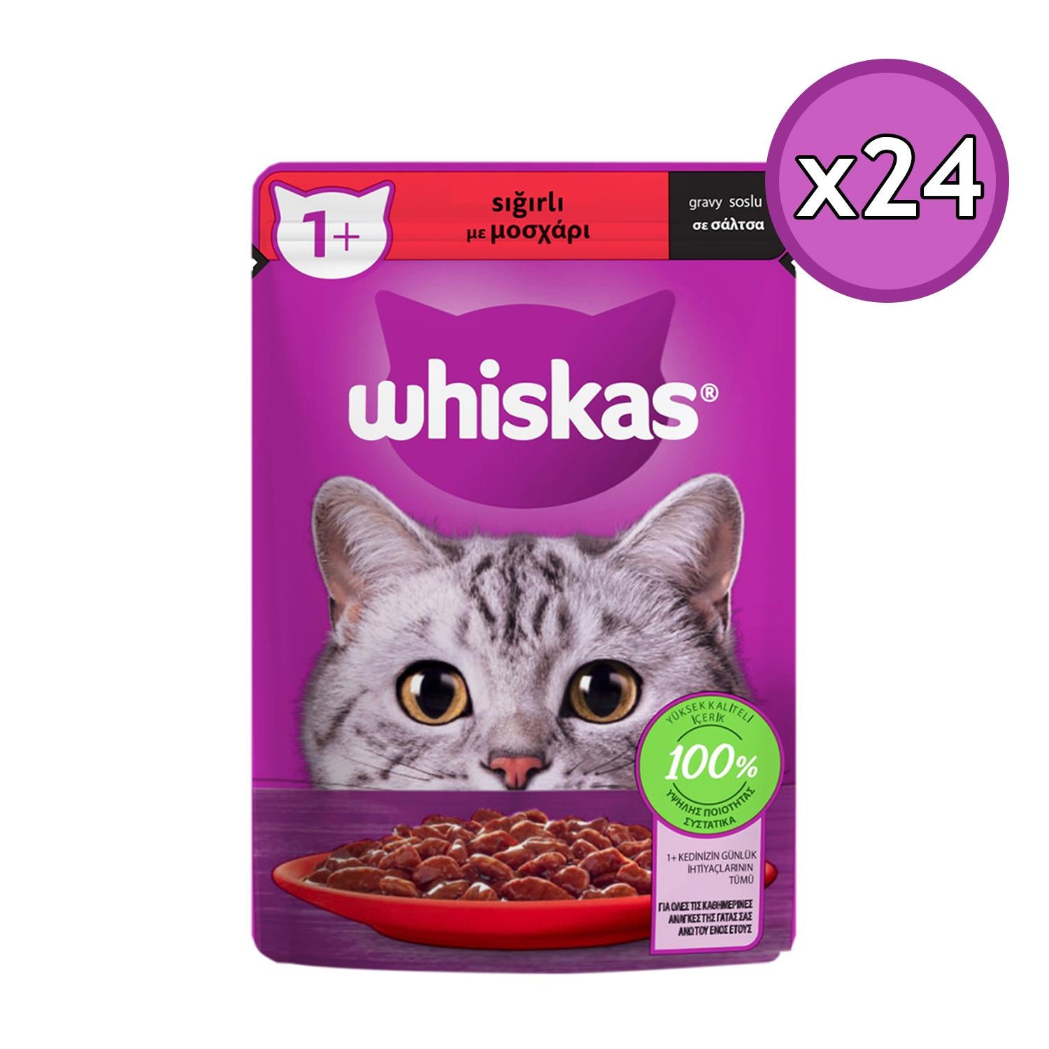 Whiskas Sığırlı Poşet Yaş Kedi Maması 85 gr 24 Adet