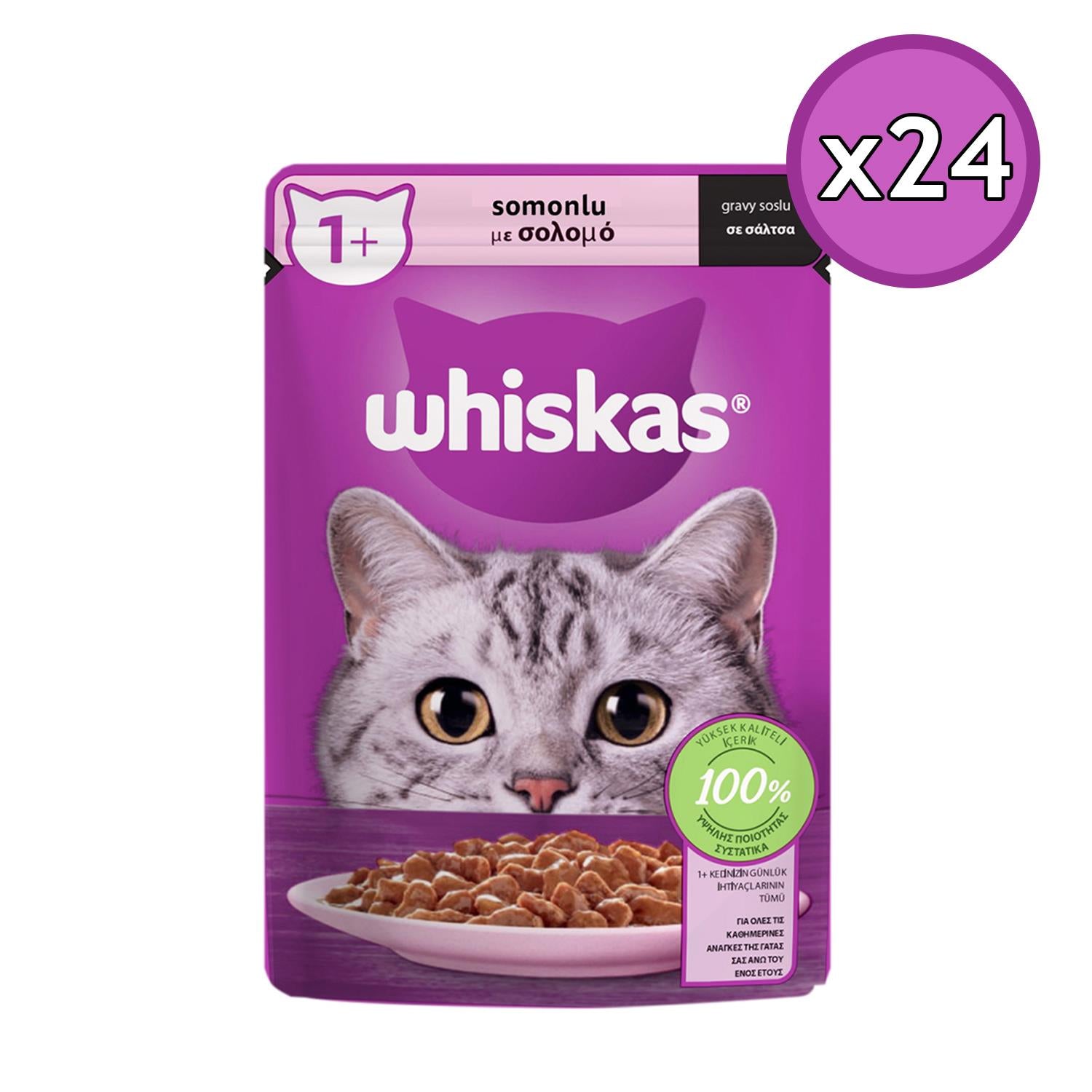 Whiskas Somonlu Poşet Yaş Kedi Maması 85 gr 24 Adet