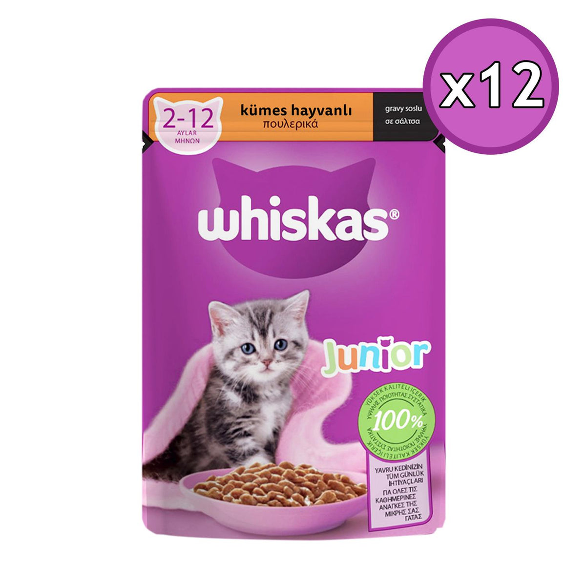 Whiskas Yavru Kümes Hayvanlı Poşet Yaş Kedi Maması 85 gr - 12 Adet
