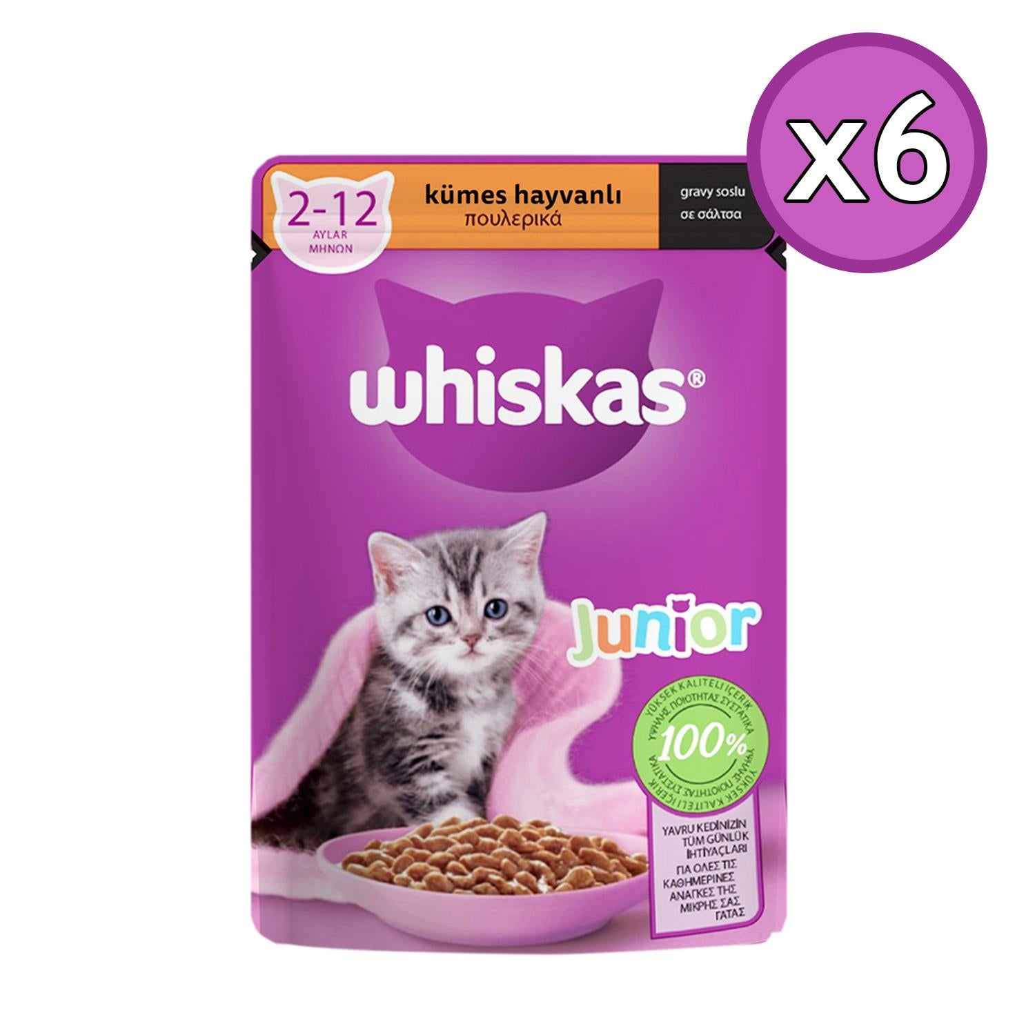 Whiskas Yavru Kümes Hayvanlı Poşet Yaş Kedi Maması 85 gr - 6 Adet