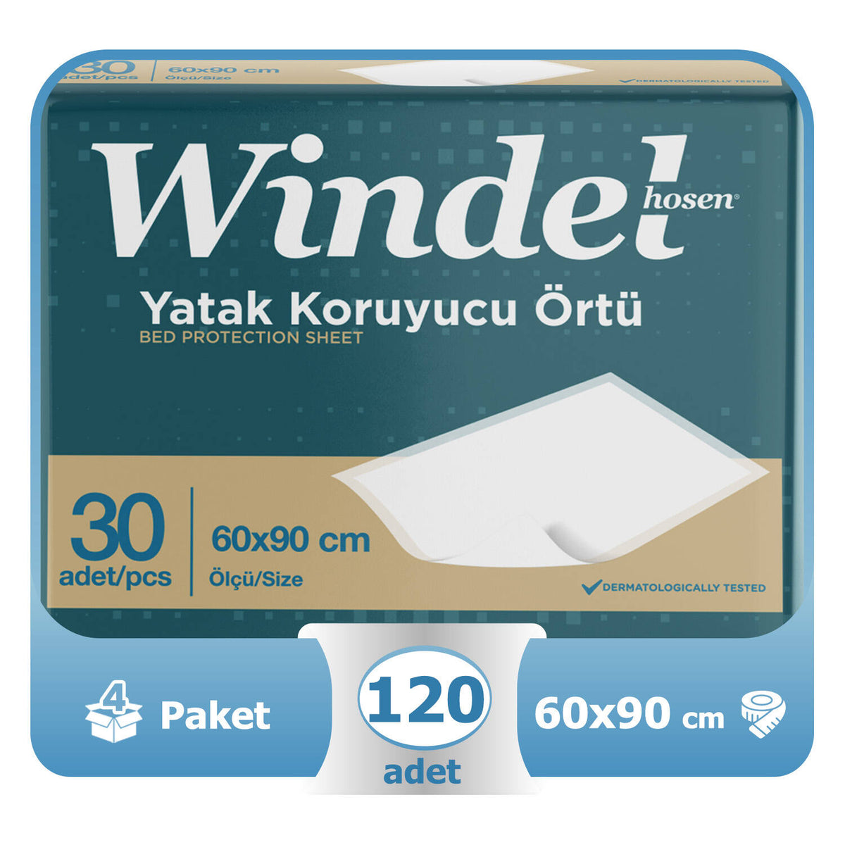 Windelhosen Yatak Koruyucu Örtü  60x90 Cm 120 Adet