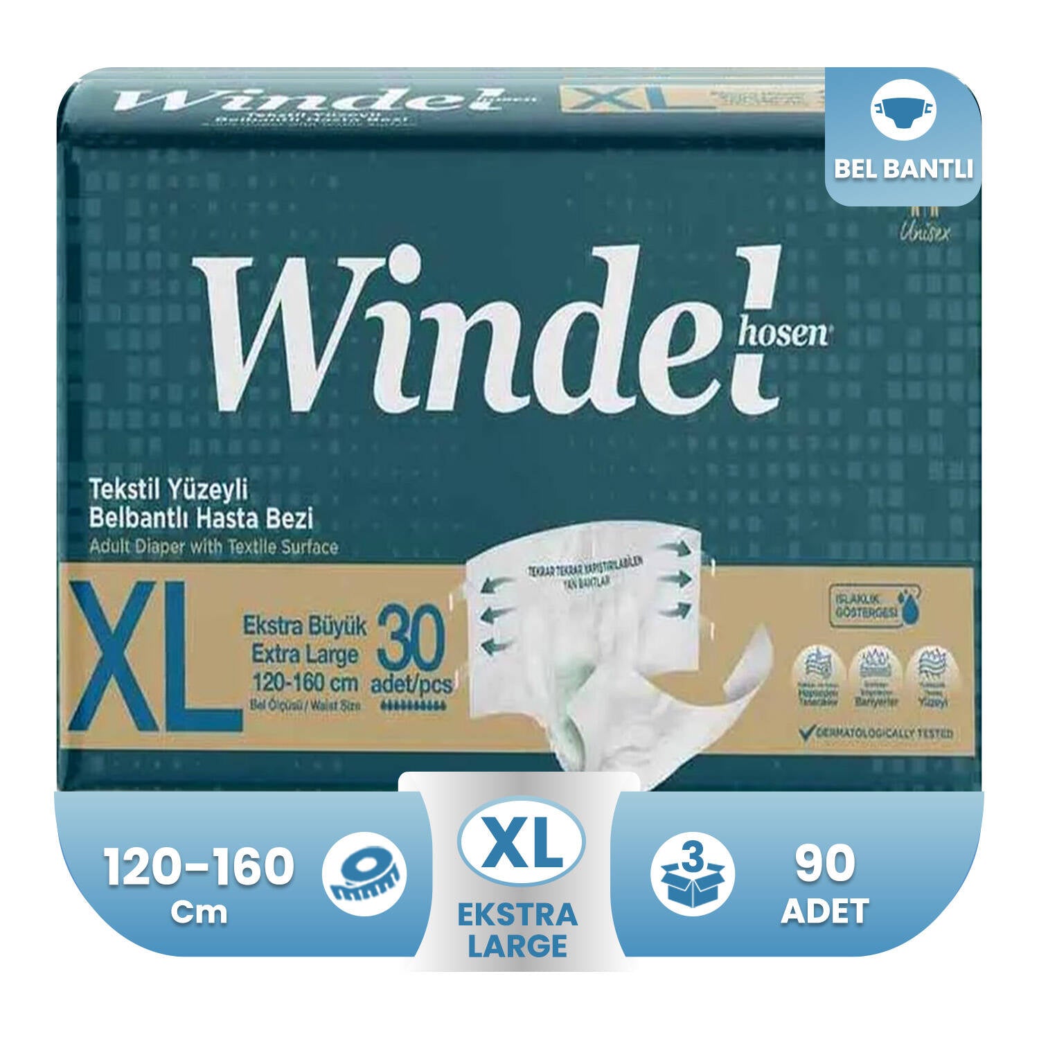 Windelhosen Belbantlı Hasta Bezi XL-Extra Large Beden 90 Adet