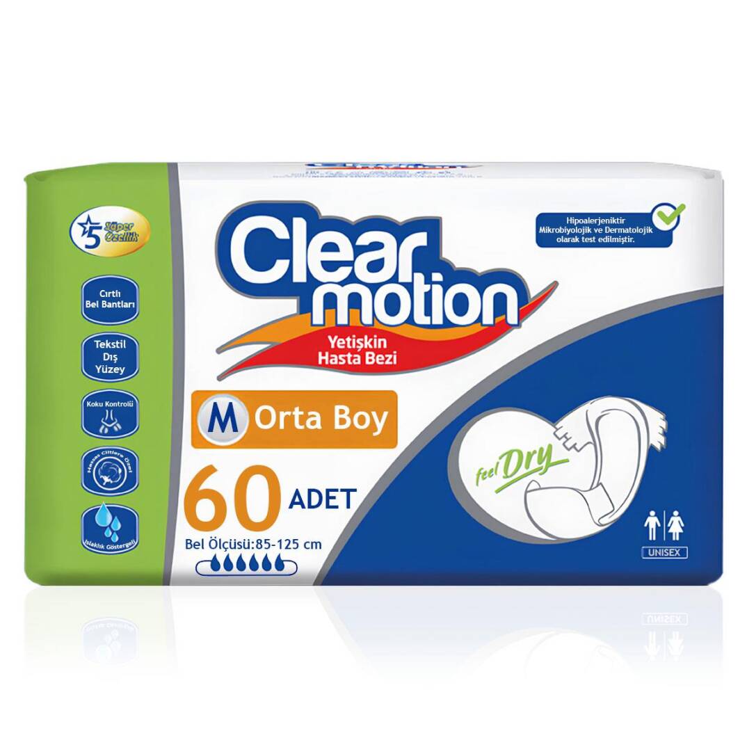 Clear Motion Belbantlı Hasta Bezi M-Medium Beden 60 Adet - 1
