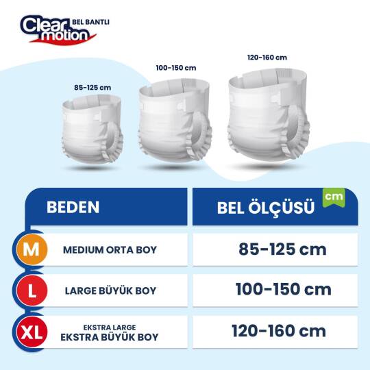 Clear Motion Belbantlı Hasta Bezi M-Medium Beden 60 Adet - 2