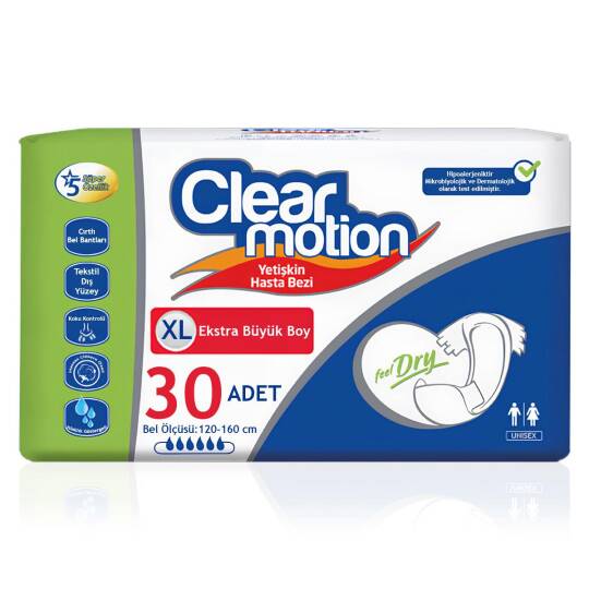Clear Motion Belbantlı Hasta Bezi XL- Extra Large Beden 30 Adet