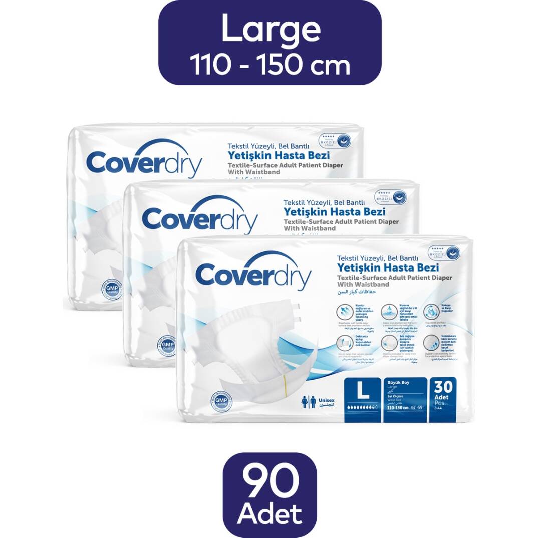 Coverdry Bel Bantlı Hasta Bezi L-Large Beden 90 Adet - 2