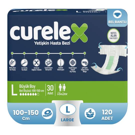 Curelex Belbantlı Hasta Bezi L-Large Beden 120 Adet - 1