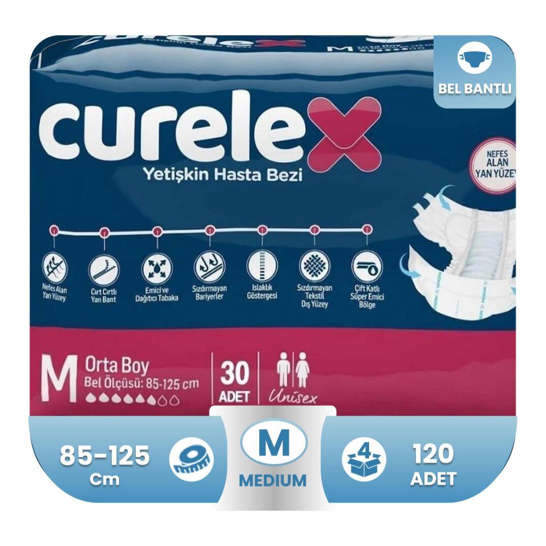 Curelex Belbantlı Hasta Bezi M-Medium Beden 120 Adet - 1