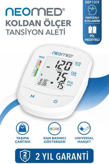Neomed DBP-13C9 Pratik Hafızalı Üst Koldan Dijital Tam Otomatik Tansiyon Aleti