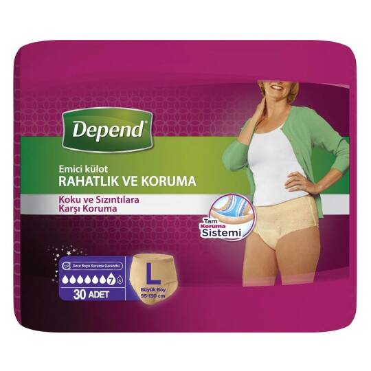 Depend Emici Külot Bayan L-Large Beden 90 Adet