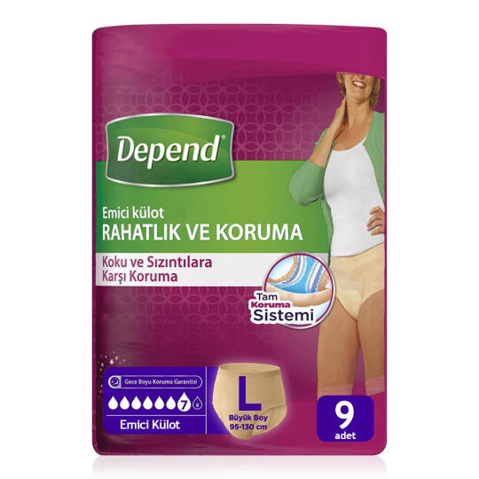 Depend Emici Külot Bayan Lohusa Pedi L-Large Beden 9 Adet