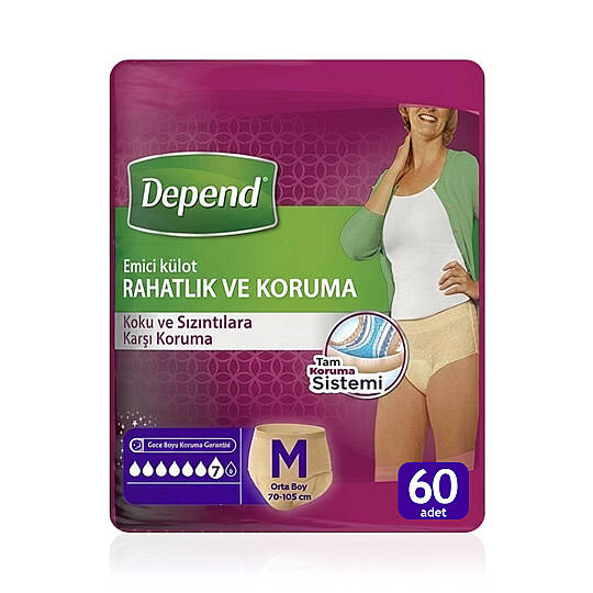 Depend Emici Külot Bayan Lohusa Pedi M-Medium Beden 60 Adet