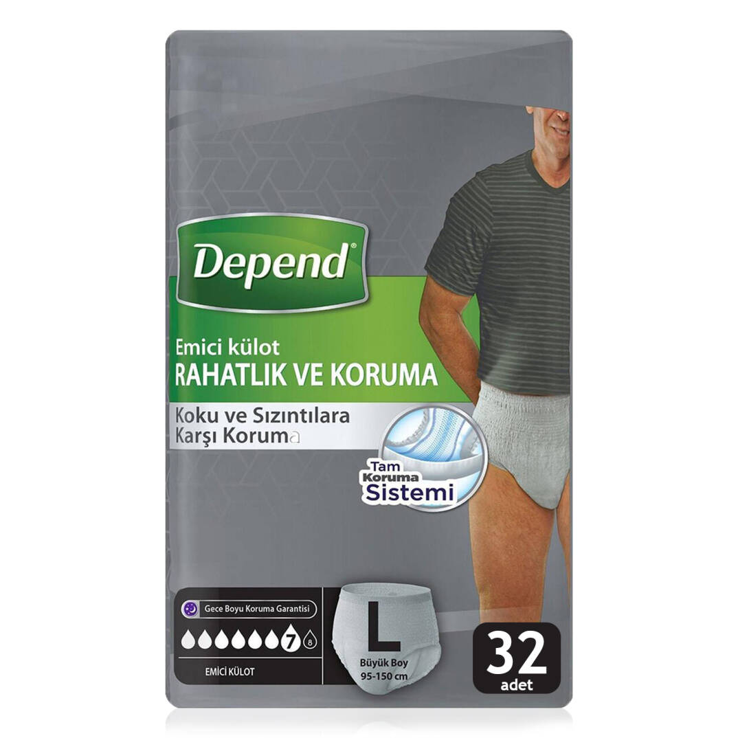 Depend Emici Külot Erkek L-Large Beden 32 Adet - 1