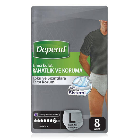 Depend Emici Külot Erkek L-Large Beden 8 Adet