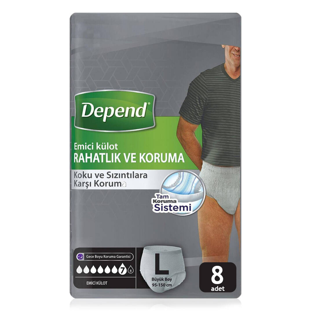 Depend Emici Külot Erkek L-Large Beden 8 Adet - 1