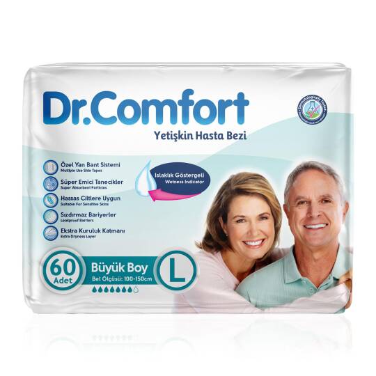 Dr. Comfort Belbantlı Hasta Bezi L-Large Beden 60 Adet