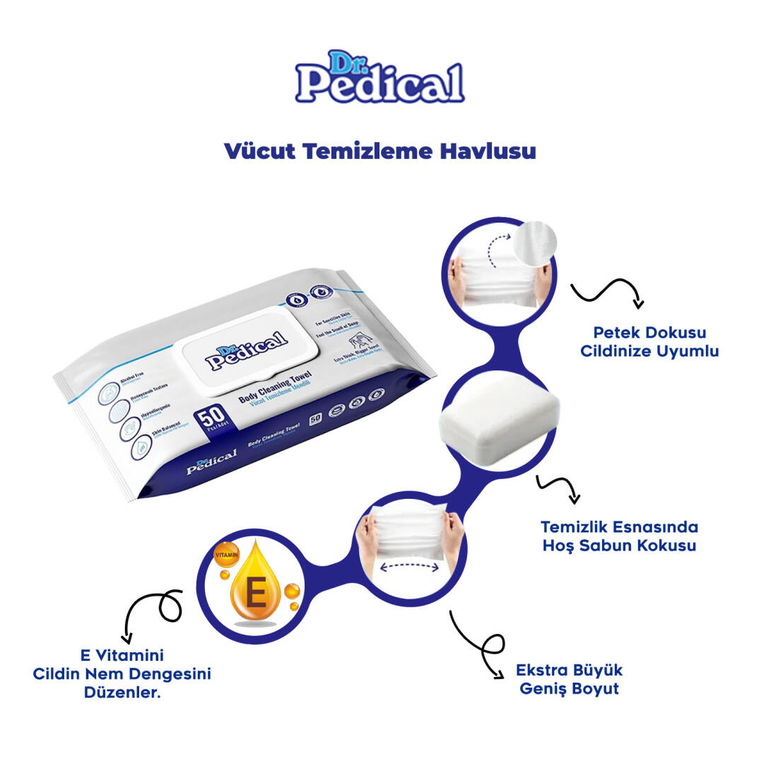 Dr. Pedical Vücut Temizleme Havlusu Beyaz Sabun 300 Adet - 2