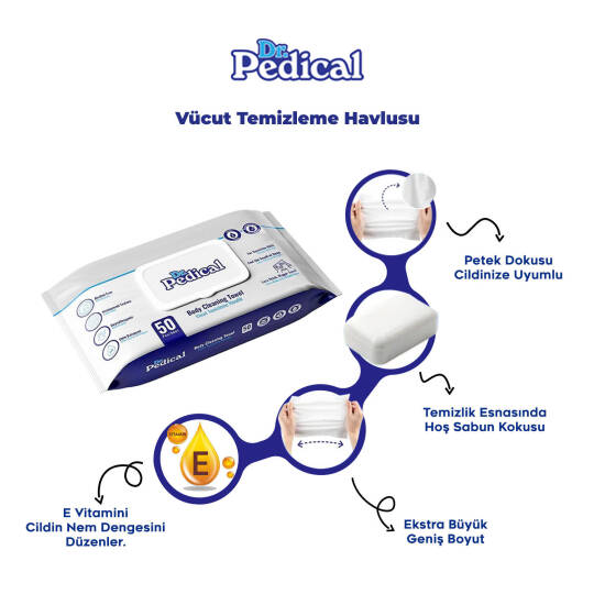 Dr. Pedical Vücut Temizleme Havlusu Beyaz Sabun 300 Adet - 2