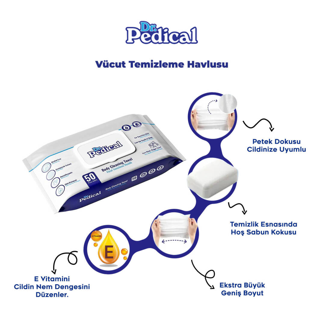 Dr. Pedical Vücut Temizleme Havlusu Beyaz Sabun 300 Adet - 2