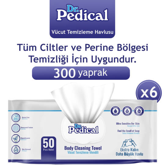 Dr. Pedical Vücut Temizleme Havlusu Beyaz Sabun 300 Adet