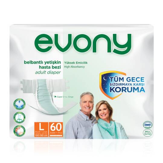 Evony Belbantlı Hasta Bezi L-Large Beden 60 Adet