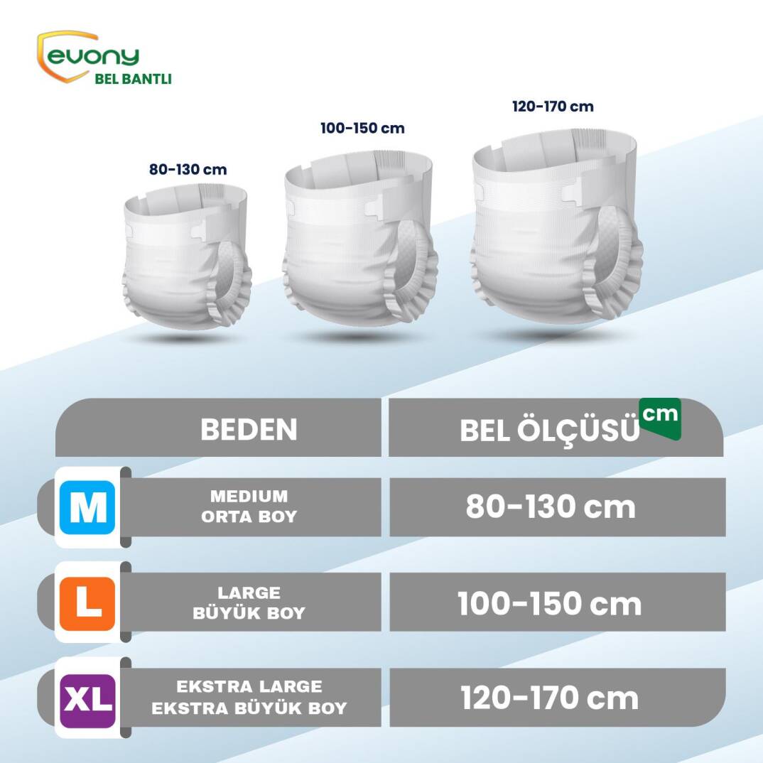 Evony Belbantlı Hasta Bezi L-Large Beden 90 Adet - 2
